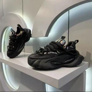 Men’s Casual Shoes Fashion Print Embroidery Chunky Dad Sneakers Platform Height Increasing Sports Shoes