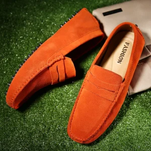 Men’s Casual Shoes Genuine Leather Loafers Slip on Flats Comfortable Driving Shoes