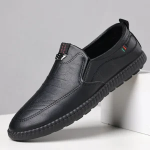 Men’s Casual Shoes Superfine Fiber Upper Minimalist Slip on Solid Color Breathable PVC Outsole Business Driving