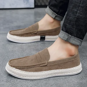 Men’s Casual Single Flat Sailing Shoes with Soft Breathable Sole Light Sports Skateboarding Shoes