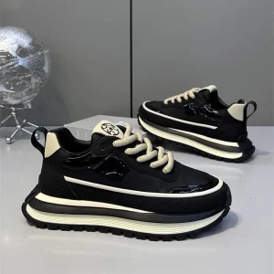 Men’s Casual Sneakers Autumn Summer Breathable Lightweight Soft Walking Running Shoes Thick-Sole Dad Style Insole