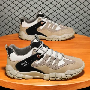 Men’s Casual Sneakers with Lace-Up Closure Anti-Slippery Walking Shoes