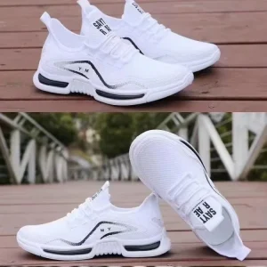 Men’s Casual Walking Style Shoes with Soft Lace-Up Closure Fashionable Mesh Plush Lining For All Season