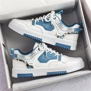 Men’s Casual and Fashionable Skateboard Shoes with Anti Slip Sole White Men’s Sports Shoes