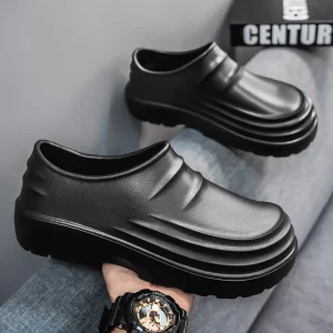 Men’s Chef Shoes EVA Outsole Waterproof Non Slip Lightweight Thick Soled Closed Toe Outdoor Work Shoes