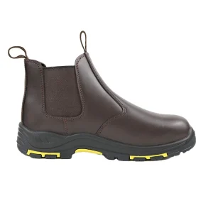 Men’s Chelsea Safety Shoes Steel Toe Brown Leather Work Boots Anti Puncture Anti Slip Waterproof Industrial Protective Footwear