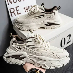 Men’s Chunky Dad Shoes Breathable Mesh Platform Sneakers Thick Sole Non Slip Casual Street Style Sports Shoes