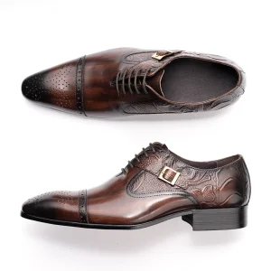 Men’s Classic Leather Shoes Handmade for Wedding Style Height Increasing Comfort