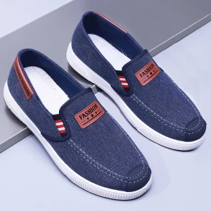 Men’s Classic Original Loafers Breathable Retro Denim Canvas Rubber Midsole Autumn Slip On Casual Shoes