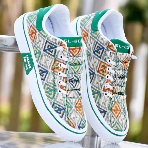 Men’s Classic Summer Breathable Soft Soled Light Printed Sports Canvas Shoes Casual Shoes