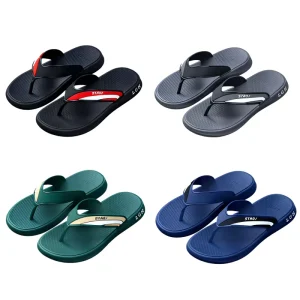 Men’s Color Block Platform Flip Flops Trendy Casual Summer Beach Slippers for Outdoor Wear Non-Slip Lightweight Sandals