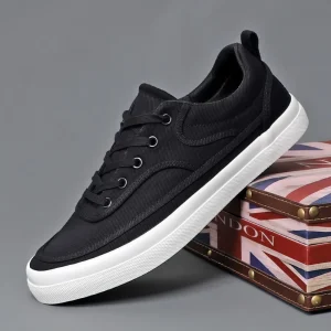 Men’s Comfortable Breathable Lightweight Canvas Shoes Low-Top Lace-Up Casual Sneakers for Autumn Spring Summer Korean-Style Fashion