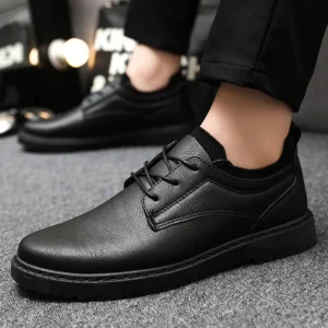 Men’s Cross Border 45 Large Size Business Casual PU Shoes Autumn Low Top Lace Up Rubber Outsole Soft Sole Driving Shoes