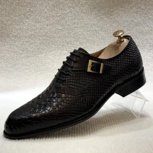 Men’s Cross Border Plus Size Casual Genuine Leather Shoes Fashion Snake Pattern Embossed Formal Business Shoes