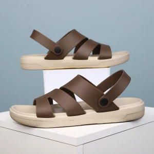 Men’s Cross Strap Flat Thick Sole Non Slip Sandals Casual Beach Summer Outdoor Walking New Trend Minimalist Style Sandals
