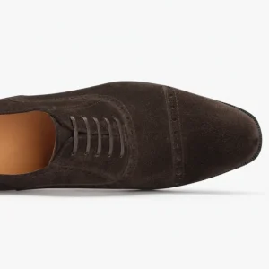 Men’s Dark Brown Suede Brogue Oxford Shoes Italian Top Grain Leather Rubber Sole Flat Anti Slip Formal Business Wedding