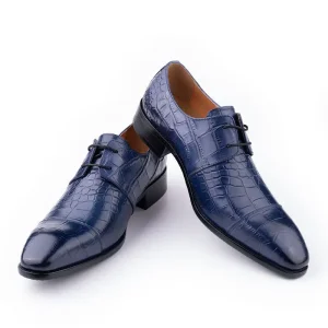 Men’s Derby Dress Shoes Breathable Anti-Slippery Leather Lace-Up High Heels Pointed Toe Soulier Pour Homme Wedding
