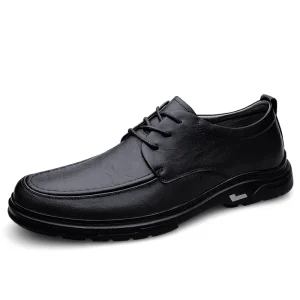 Men’s Derby Dress Uniform Oxford Flat Shoes Low-top Lace up Genuine Cow Leather Formal Round Toe Business Handmade Breathable