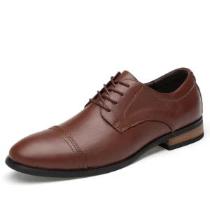 Men’s Derby Dress Uniform Oxford Shoes Fashion Lace up Genuine Cow Leather Formal Pointed Toe Business Handmade Breathable