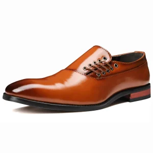 Men’s Derby Dress Uniform Oxford Shoes Low-Top Lace-Up Microfiber Leather Formal Pointed Toe Business Casual Spring Autumn