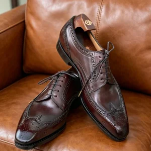 Men’s Derby Formal Swallowtail Carved Summer Breathable Cowhide Soles Goodyear Handcrafted Slender European Square Head