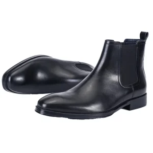 Men’s Dress Shoes Black Genuine Leather Office Career Solid Rubber Formal Slip-On Toe Loafers All Seasons