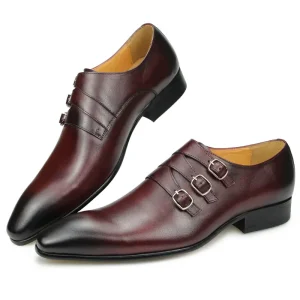 Men’s Dress Shoes Oxfords Luxury Original Factory Sandals Height Increasing Monk Strap Genuine Leather Footwear