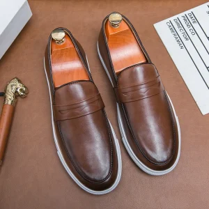 Men’s Dress Shoes & Oxfords Microfiber Leather Casual Loafers Easy Wear Large Sizes High Top Round Toe