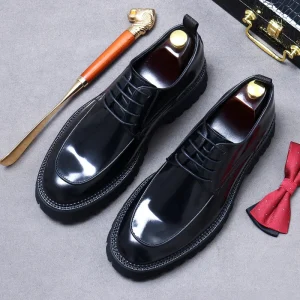Men’s Dress Shoes for Men Comfortable Height Increasing Formal Wedding Shoes Glossy Finish