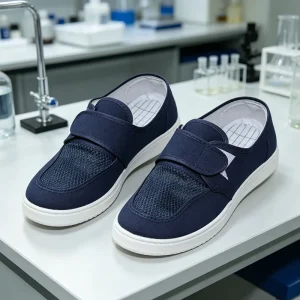 Men’s ESD Washable Summer Low-Top Workshop Work Shoes PU Blue Fabric Canvas Anti-Static
