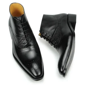 Men’s Elegant Luxury Leather Chelsea Boots Warm Ankle Shoes Lace for Formal Office Business Social Occasions Anti-Slippery