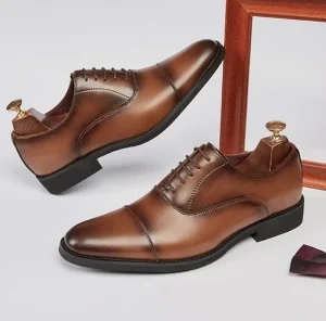Men’s English Style Pointy Strap Gentleman Style Cushioned Casual Oxford Leather Business Shoes