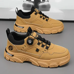 Men’s Fall Fashion Breathable All-Match Platform Casual Sneakers and for Martin Boots Lace-Up Workwear Shoes