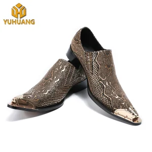 Men’s Fashion Dress Shoes Metal Toe Pointed Wedding Banquet Trend Shoes