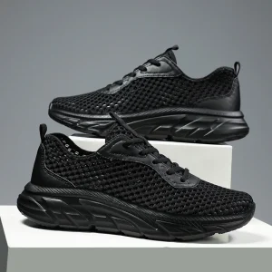 Men’s Fashion Sports Shoes Large Size Lightweight Breathable Upper Soft Running Lace-Up Design Mesh Lining for Walking
