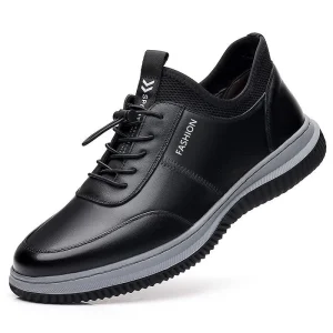 Men’s Fashion Trend Running Shoes Artificial Leather Upper Foot Tightening Elastic Band Light Weight Breathable Toe Comfortable