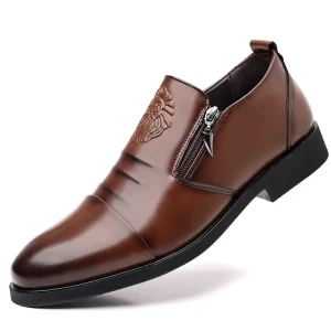 Men’s Formal Business Dress Shoes Size 38-48 Leather Upper EVA Midsole Rubber Outsole Black Lightweight Embroidered