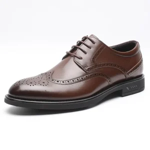 Men’s Formal Derby Brogue Lace-Up Shoes Autumn/Winter Office & Career Anti-Slip Hard-Wearing