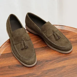 Men’s Formal Office & Career Waterproof Leather Suede Tassel Moccasin Dress Shoes with EVA Midsole and Genuine Leather Lining
