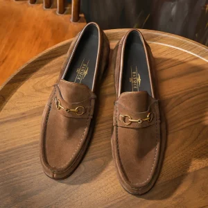 Men’s Formal Penny Loafer Shoes Business Casual Slip On Solid Summer Genuine Leather Breathable Round Toe
