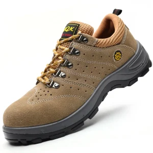 Men’s Functional Safety Work Shoes Breathable Suede Cowhide Industrial Construction Security Shoes for Workers