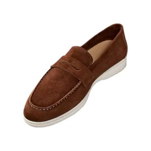 Men’s Genuine Leather Anti Slip Slip On Casual Loafers Walking Shoes with Geometry Pattern for Spring Summer Autumn
