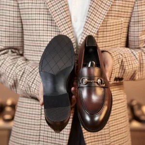 Men’s Genuine Leather Loafers Business Formal Casual Handmade Shoes Slip On Arch Support Height Increasing Feature Breathable