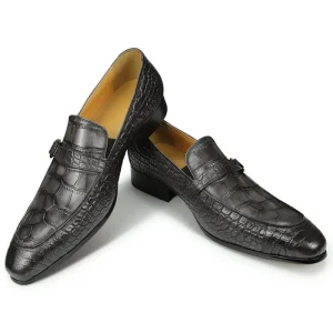 Men’s Genuine Leather Loafers High Quality Business Formal Office Footwear Handmade Printing Slip-On Shoe for Autumn