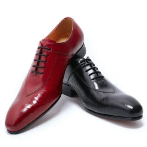Men’s Genuine Leather Pointed Toe Lace Up Business Casual Oxford Shoes Formal Wedding Banquet Shoes Cross Border