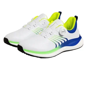 Men’s Golf Shoes Casual Sports Shoes Ultra-Soft Knob Shoelaces Waterproof Synthetic Leather Jogging Golf Sneakers