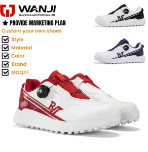 Men’s Golf Shoes with Rotating Buckle Waterproof Non Slip Rubber Sole for Outdoor Training