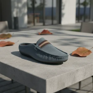 Men’s Hand Stitched Comfortable Mule Clog Slippers Soft Leather Backless Genuine Leather Non Slip Casual Walking Slip on Loafers