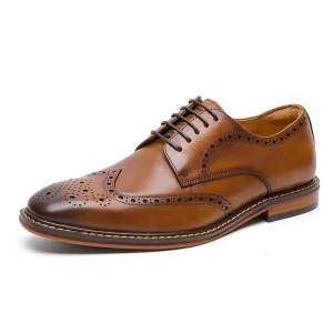 Men’s Handmade Genuine Cowhide Leather Dress Shoes British Derby Lining Large Size
