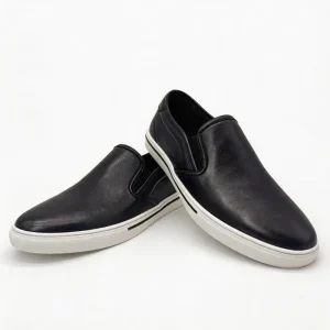 Men’s Handmade Natural Full Grain Leather Slip On Loafers Rubber Outsole Vintage Business Casual Travel Shoes
